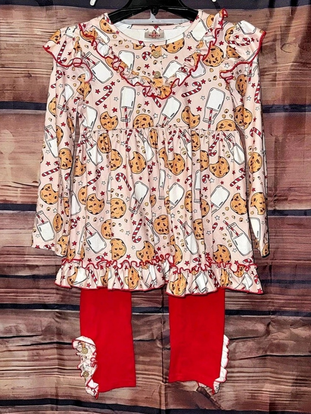 Ruffle Girl Santa’s Milk & Cookie Outfit Size 12/14